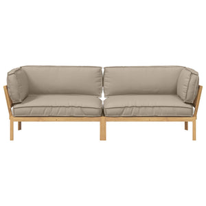 vidaXL Sofa Set with Cushions Solid Acacia Wood 2 pcs Taupe