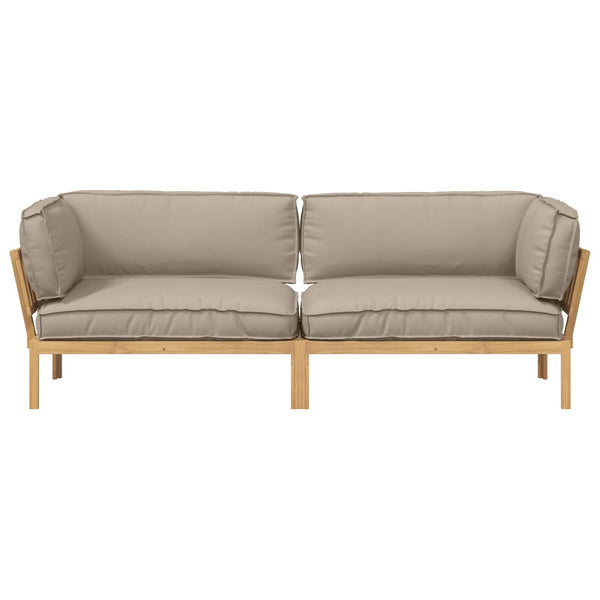 vidaXL Sofa Set with Cushions Solid Acacia Wood 2 pcs Taupe