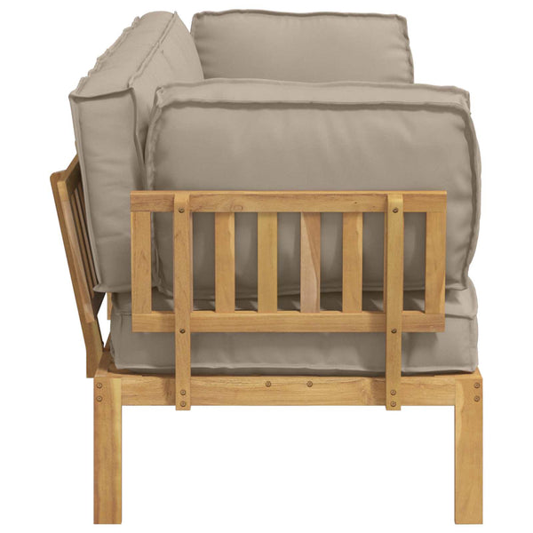 vidaXL Sofa Set with Cushions Solid Acacia Wood 2 pcs Taupe