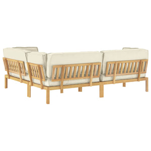 vidaXL Sofa Set with Cushions Solid Acacia Wood 4 Pieces Cream