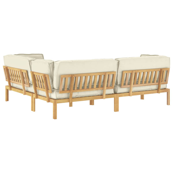 vidaXL Sofa Set with Cushions Solid Acacia Wood 4 Pieces Cream