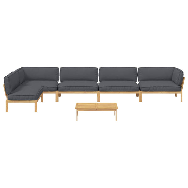 vidaXL Sofa Set with Cushions Solid 6 pcs Anthracite Solid Acacia Wood