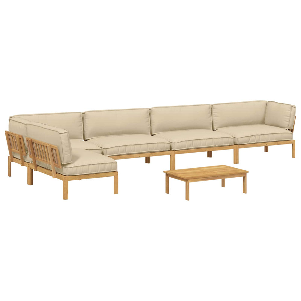 vidaXL Sofa Set with Cushions Solid 6 pcs Beige Solid Acacia Wood