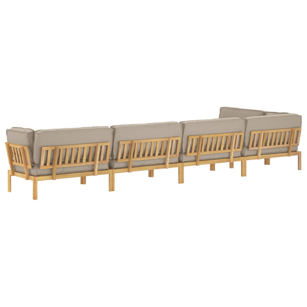 vidaXL Sofa Set with Cushions Solid 6 pcs Taupe Solid Acacia Wood
