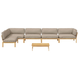vidaXL Sofa Set with Cushions Solid 6 pcs Taupe Solid Acacia Wood