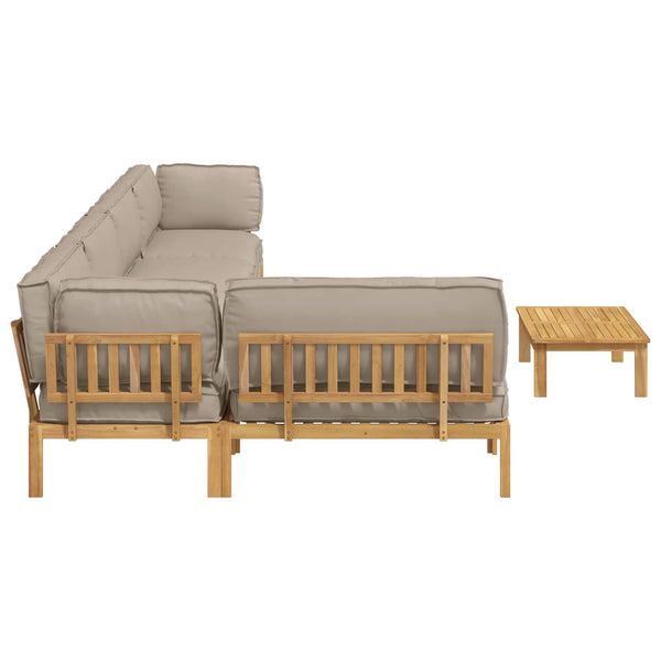 vidaXL Sofa Set with Cushions Solid 6 pcs Taupe Solid Acacia Wood