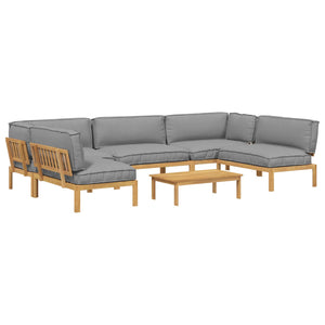 vidaXL Sofa Set with Cushions Solid 6-Piece Grey Acacia Wood