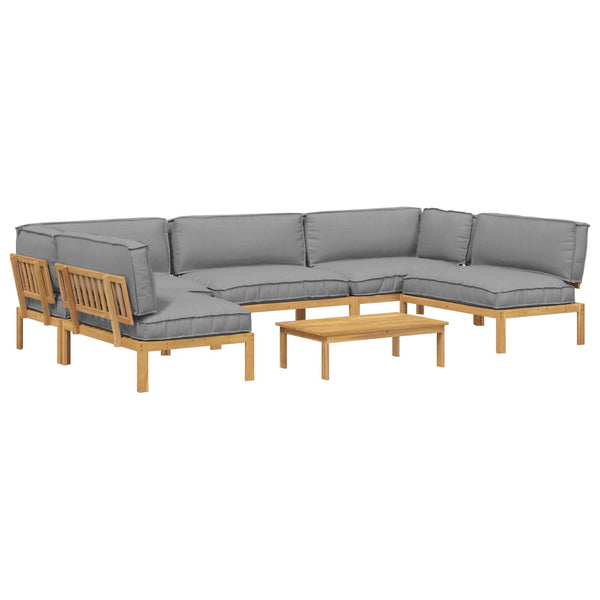 vidaXL Sofa Set with Cushions Solid 6-Piece Grey Acacia Wood