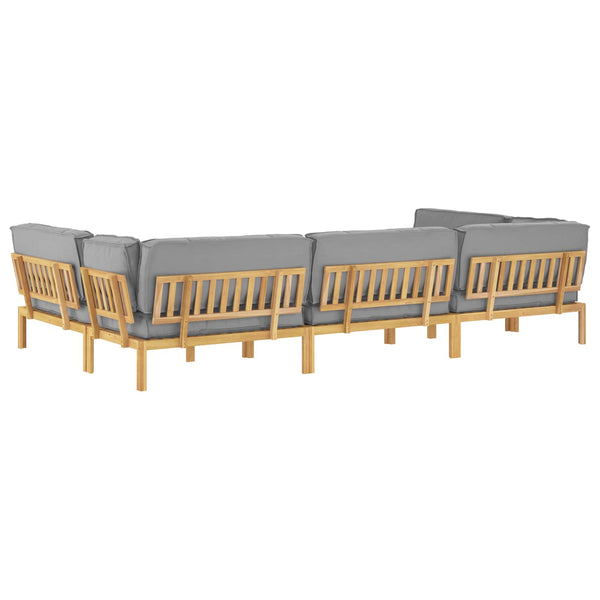 vidaXL Sofa Set with Cushions Solid 6-Piece Grey Acacia Wood