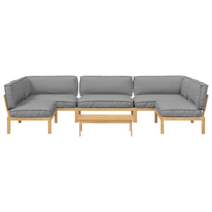 vidaXL Sofa Set with Cushions Solid 6-Piece Grey Acacia Wood