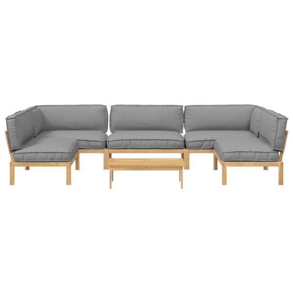 vidaXL Sofa Set with Cushions Solid 6-Piece Grey Acacia Wood