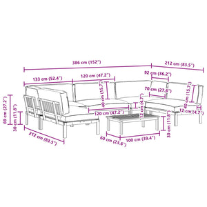 vidaXL Sofa Set with Cushions Solid 6-Piece Grey Acacia Wood
