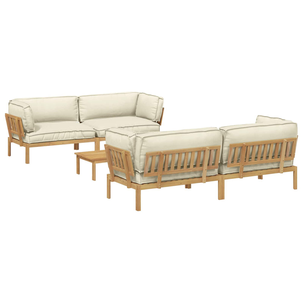vidaXL Sofa Set with Cushions Solid 5 pcs Cream Solid Acacia Wood