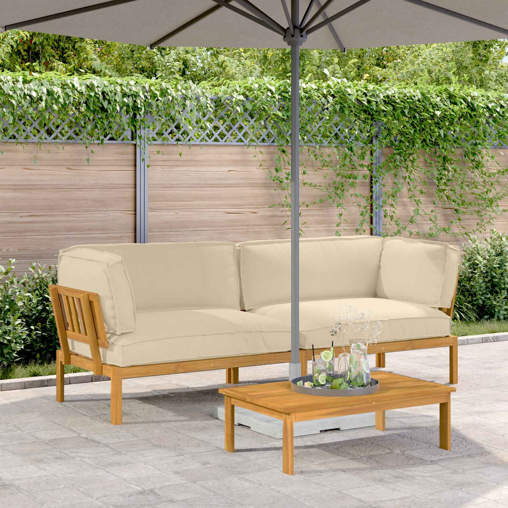 vidaXL Sofa Set with Cushions Solid Beige 2 pcs Solid Acacia Wood