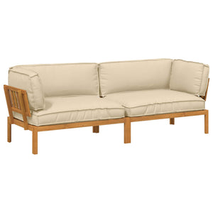 vidaXL Sofa Set with Cushions Solid Beige 2 pcs Solid Acacia Wood