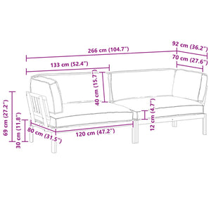 vidaXL Sofa Set with Cushions Solid Beige 2 pcs Solid Acacia Wood