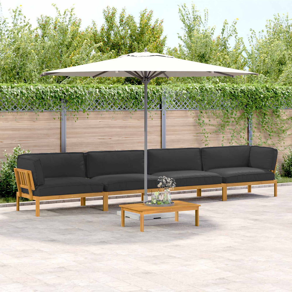 vidaXL Sofa Set with Cushions Solid 5 pcs Black Solid Acacia Wood