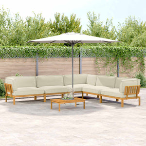 vidaXL Sofa Set with Cushions Solid 6-Piece Cream Solid Acacia Wood