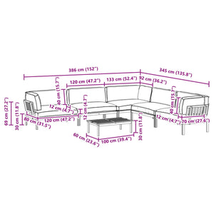 vidaXL Sofa Set with Cushions Solid 6-Piece Cream Solid Acacia Wood