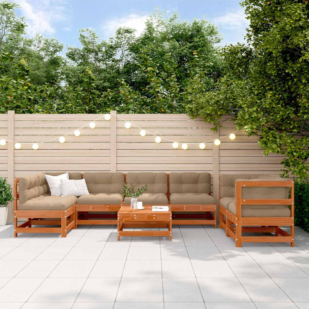 vidaXL 8-Piece Garden Lounge Set Honey Brown Solid Pine Wood