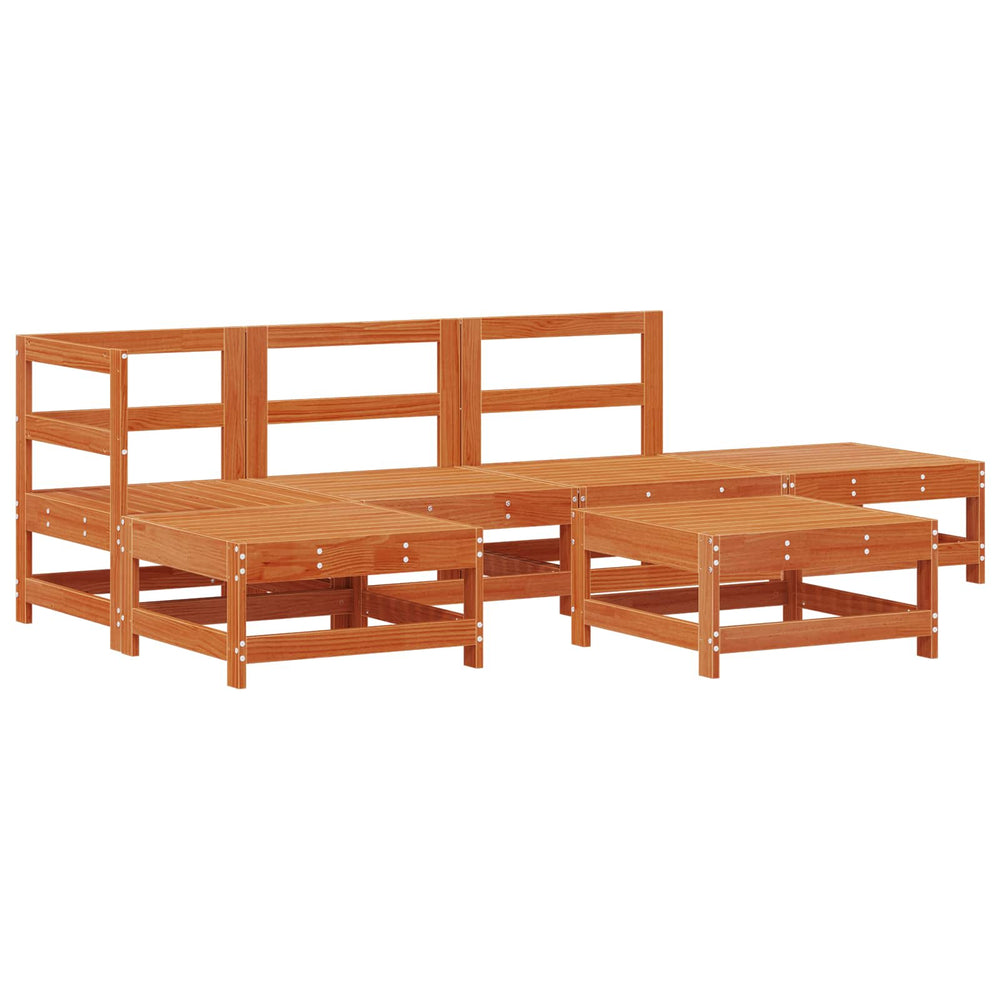 vidaXL Garden Lounge Set 6 pcs Waxed Brown Solid Pinewood