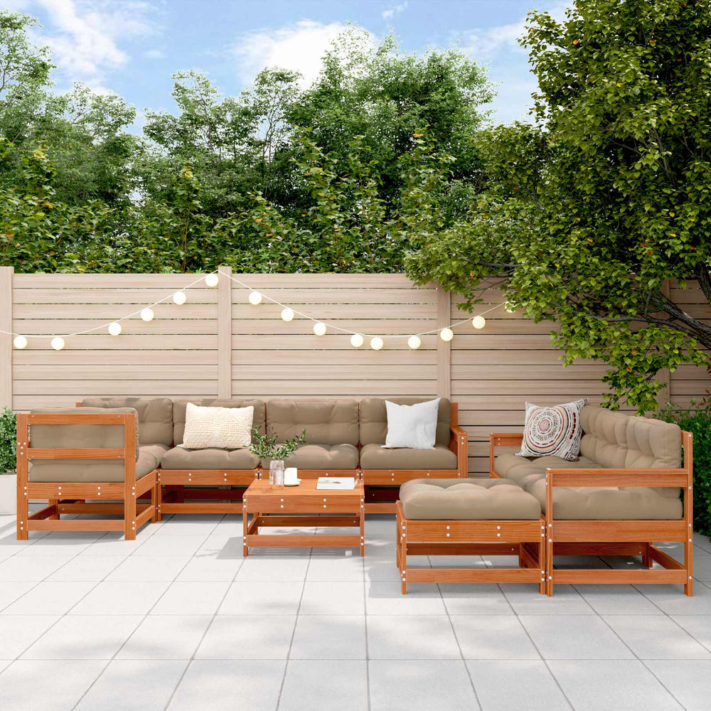 vidaXL Garden Lounge Set 10 pcs Honey Brown Solid Pine Wood
