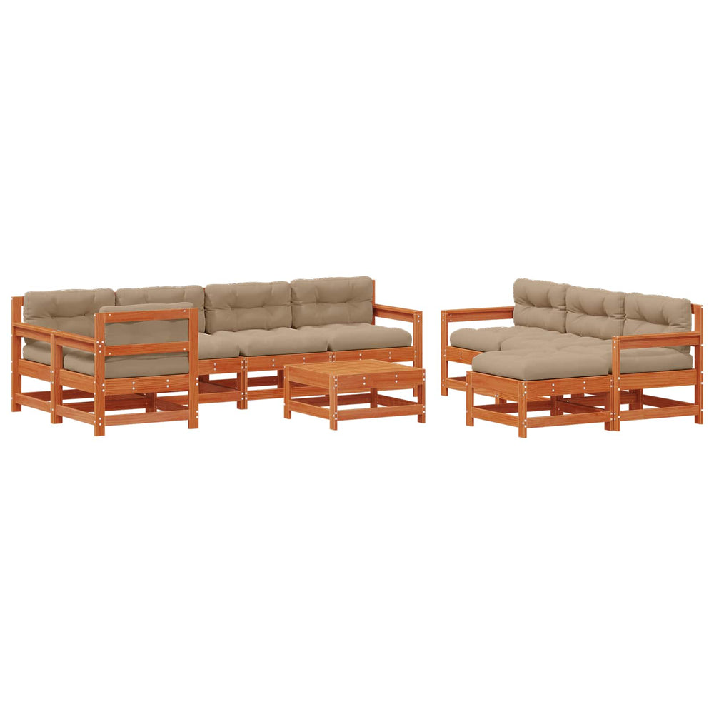 vidaXL Garden Lounge Set 10 pcs Honey Brown Solid Pine Wood