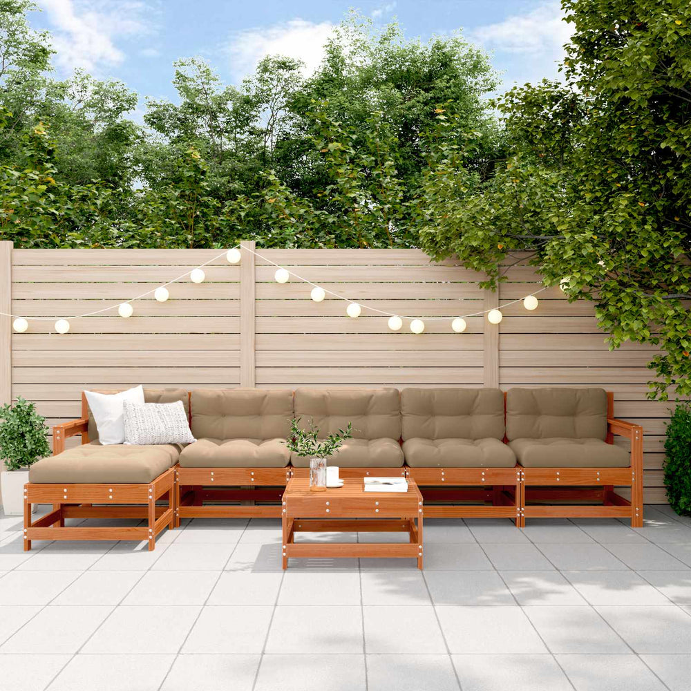 vidaXL 7-Piece Garden Lounge Set Honey Brown Solid Pine Wood