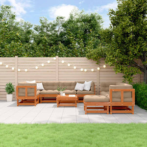 vidaXL 33-Piece Garden Lounge Set Wax Brown Solid Pinewood
