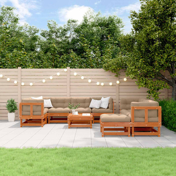 vidaXL 33-Piece Garden Lounge Set Wax Brown Solid Pinewood