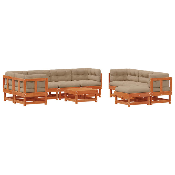 vidaXL 33-Piece Garden Lounge Set Wax Brown Solid Pinewood