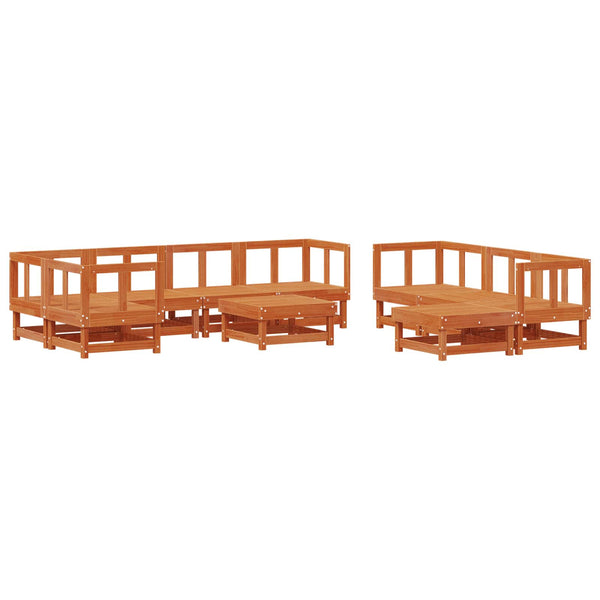 vidaXL 33-Piece Garden Lounge Set Wax Brown Solid Pinewood