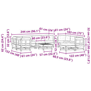 vidaXL 33-Piece Garden Lounge Set Wax Brown Solid Pinewood
