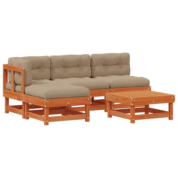vidaXL Garden Lounge Set 13 pcs Waxed Brown Solid Pine Wood