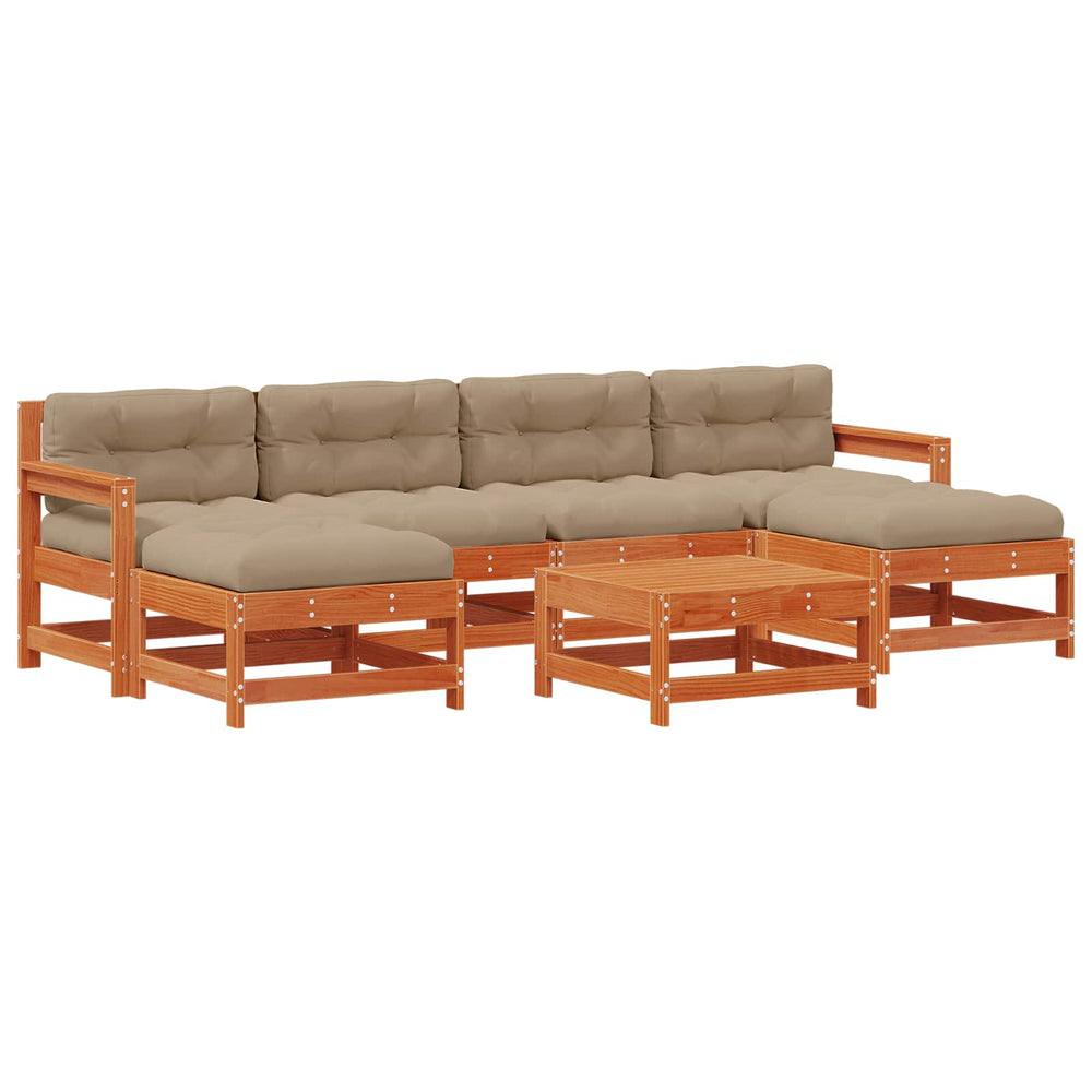 vidaXL 7-Piece Garden Lounge Set Waxed Solid Pine Wood