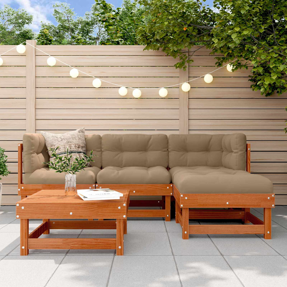 vidaXL 15-Piece Garden Lounge Set Honey Brown Solid Pine Wood