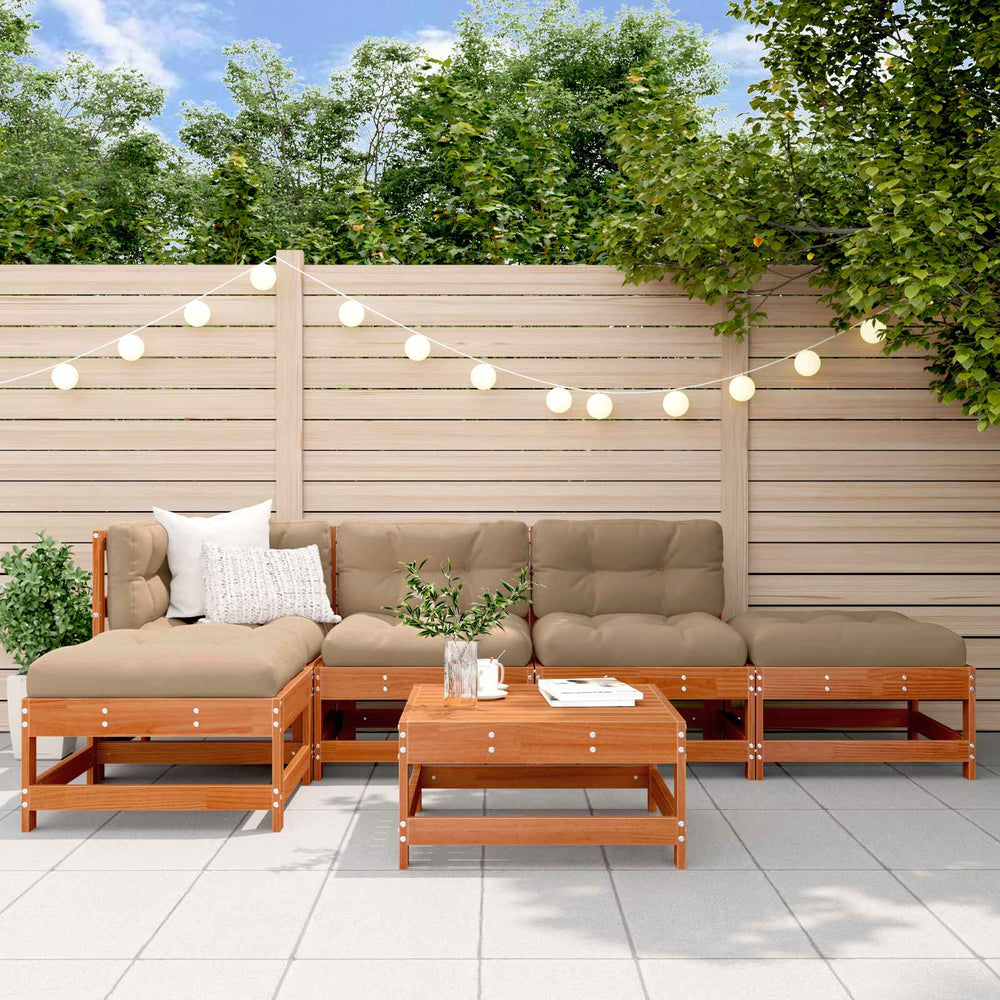 vidaXL Garden Lounge Set 5 pcs Waxed Solid Pine Wood