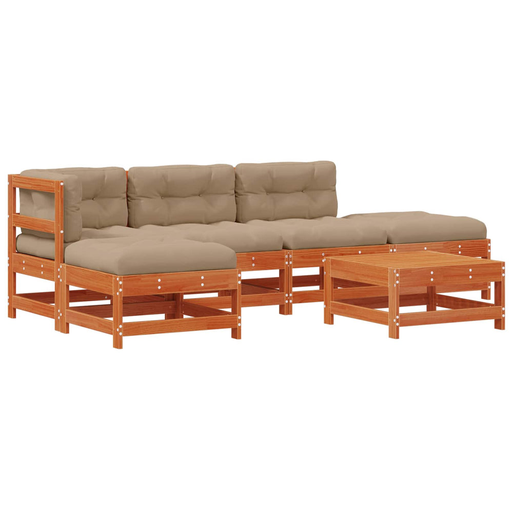 vidaXL Garden Lounge Set 5 pcs Waxed Solid Pine Wood