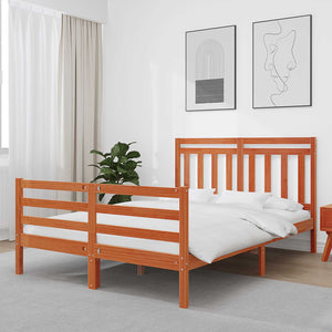 vidaXL Bed Frame with Headboard Waxed Brown 150 x 200 cm