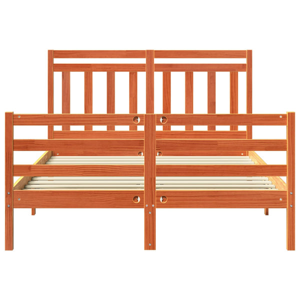 vidaXL Bed Frame with Headboard Waxed Brown 150 x 200 cm