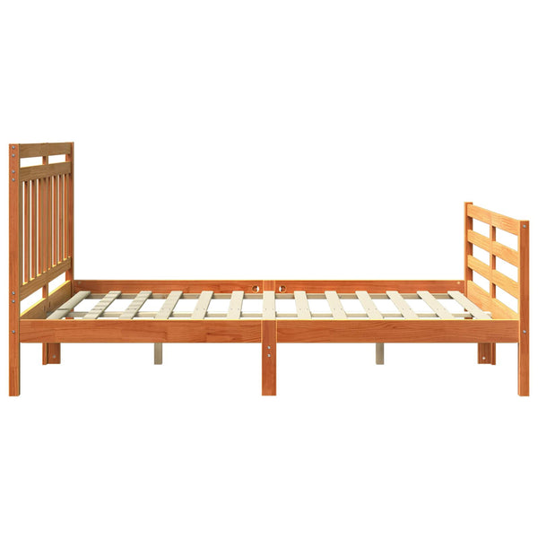 vidaXL Bed Frame with Headboard Waxed Brown 150 x 200 cm