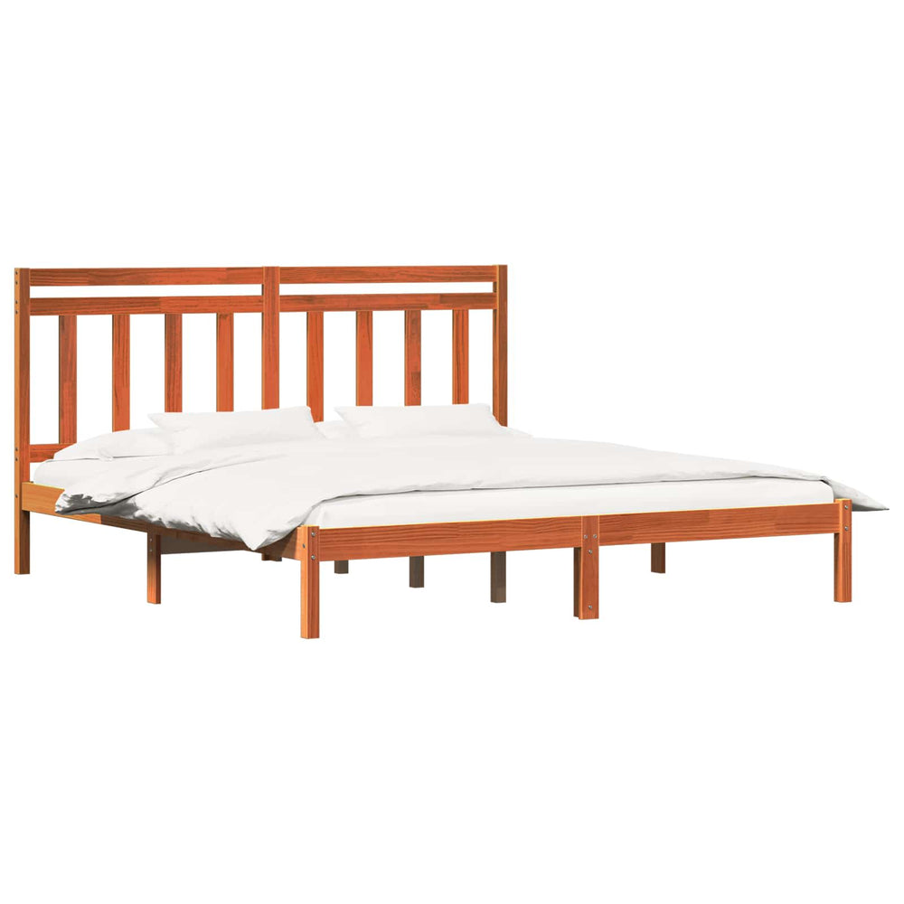 vidaXL Bed Frame Waxed Brown 205.5 x 185.5 x 100 cm Solid Pine Wood