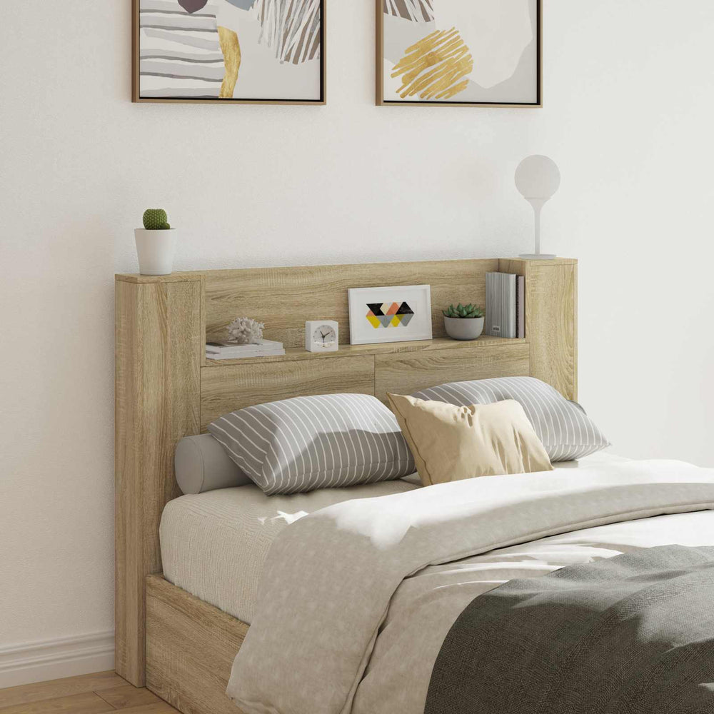 Kopfteil Schrank mit LED Sonoma 140 cm