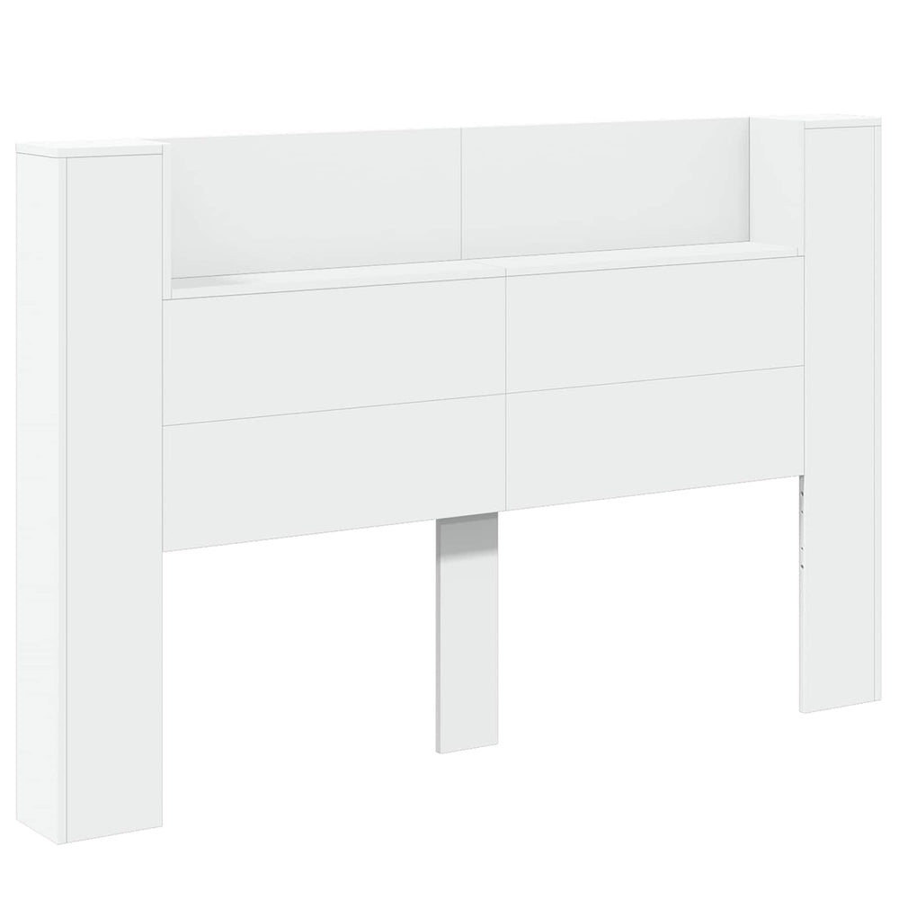 vidaXL Headboard Cabinet with LED with Shelf White 160 x 16.5 x 103.5 cm