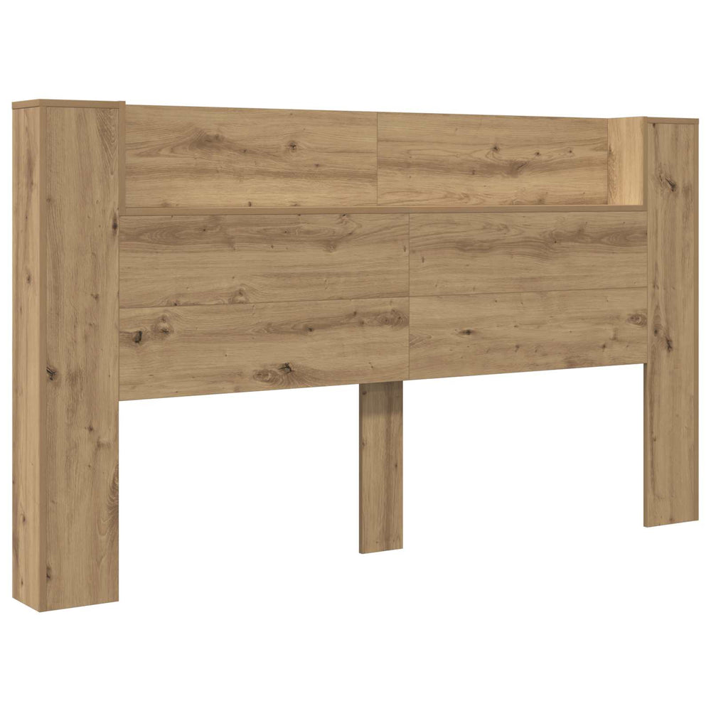 vidaXL Headboard Cabinet with LED Faux Oak Wood Material