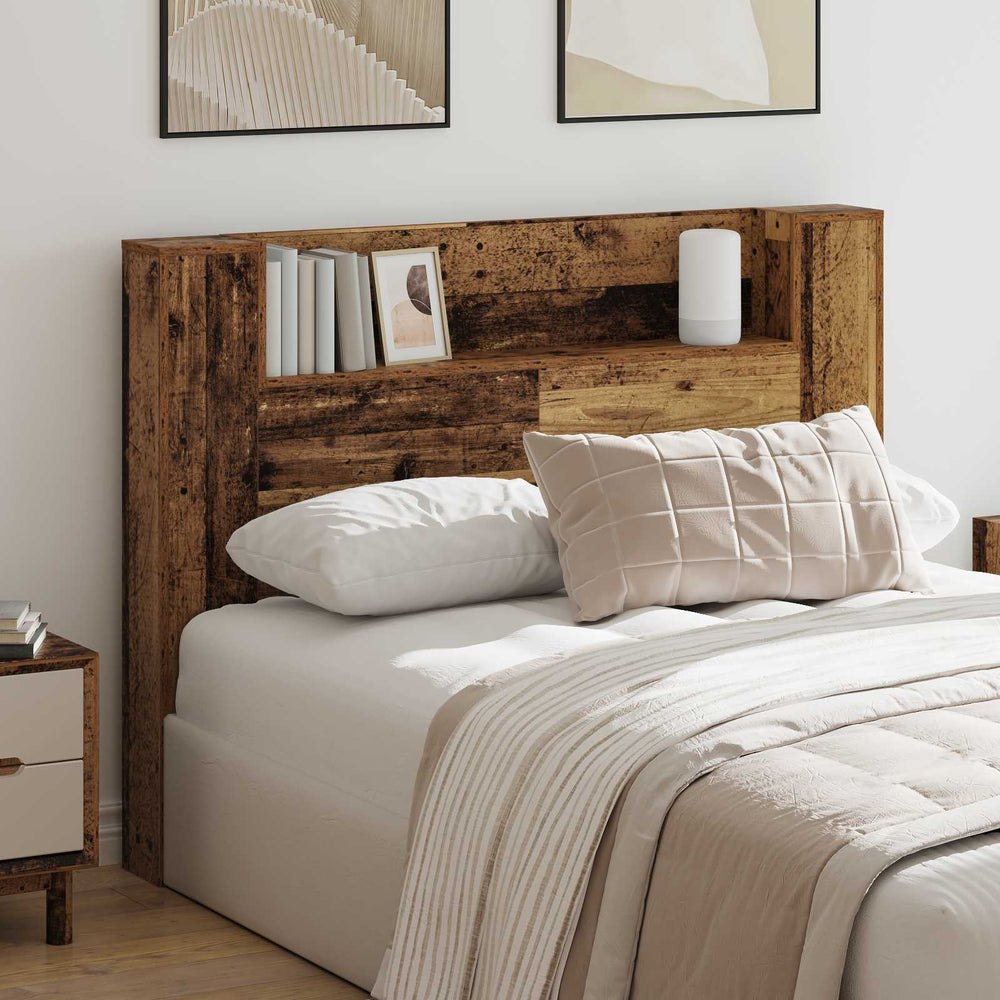 vidaXL LED Headboard Cabinet Reclaimed Wood 140 x 16.5 x 103.5 cm