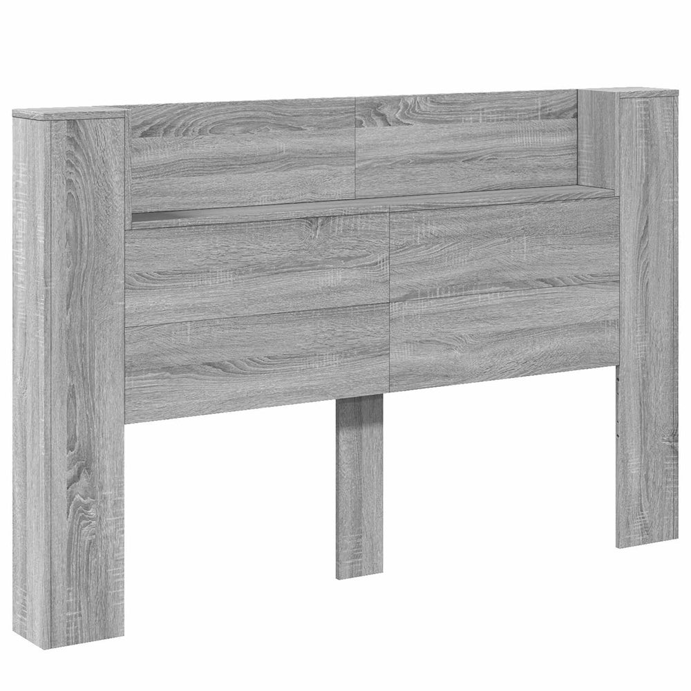 vidaXL Headboard Cabinet with LED Sonoma Grey 160 x 16.5 x 103.5 cm