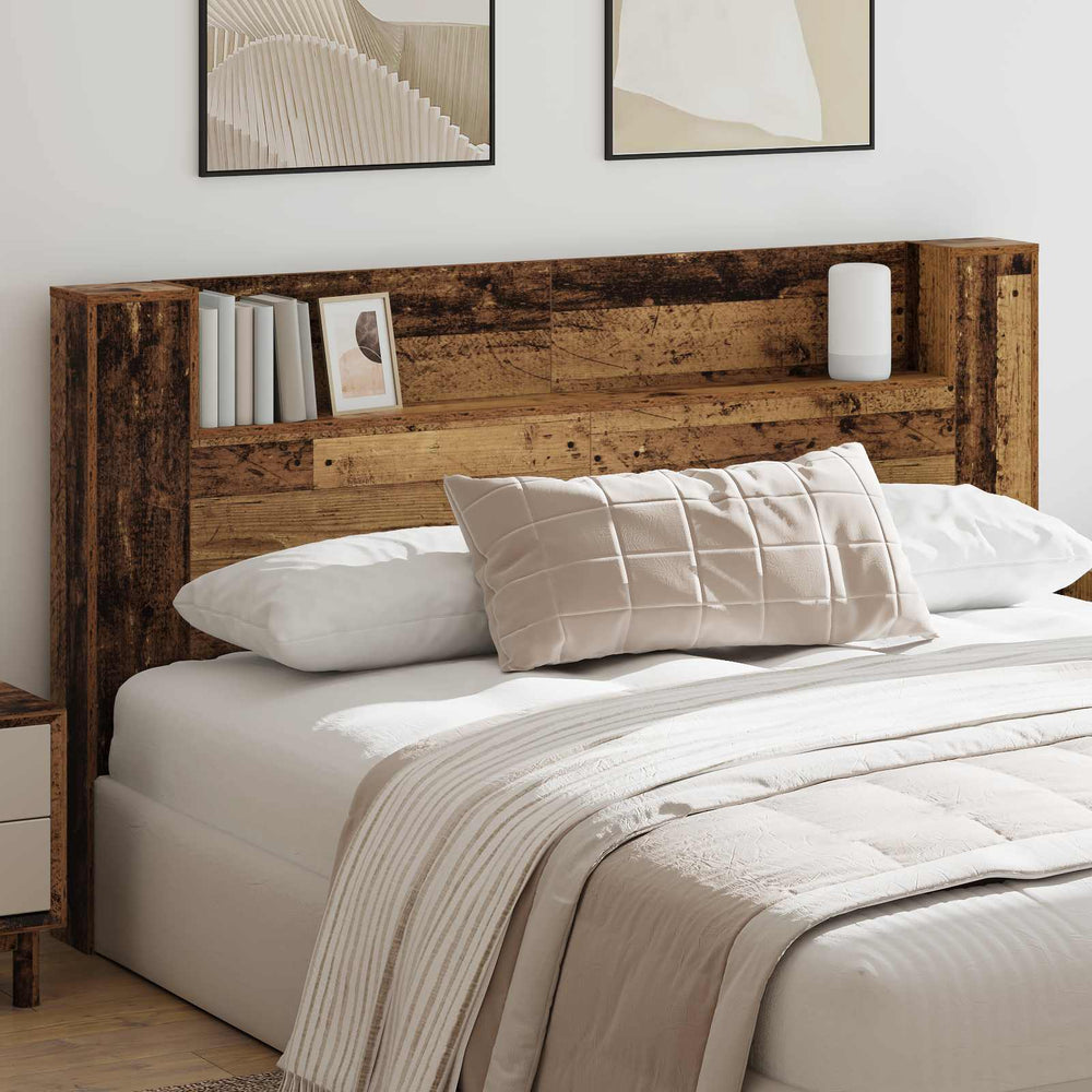 vidaXL Headboard Cabinet with LED Reclaimed Wood 180 x 16.5 x 103.5 cm