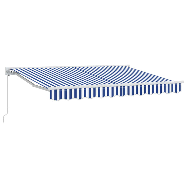 vidaXL Manual Retractable Awning Blue and White 3.5 x 2.5 m