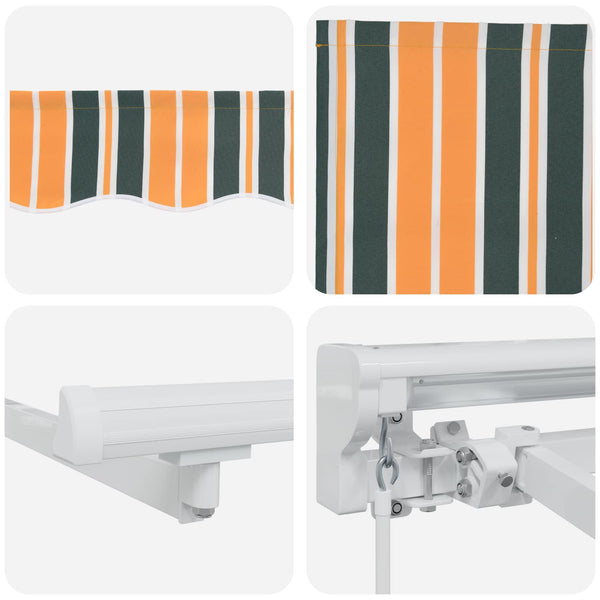 vidaXL Manual Retractable Awning Green and Yellow 3.5 x 2.5 m